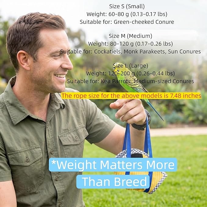 Portable Bird Carrier Bag with Harness, Escape Resistant Parrot Carrier & Bird Travel Bag for Parakeet, Cockatiel, Conure, Pigeon, Small Medium Birds, Random Color (Medium)