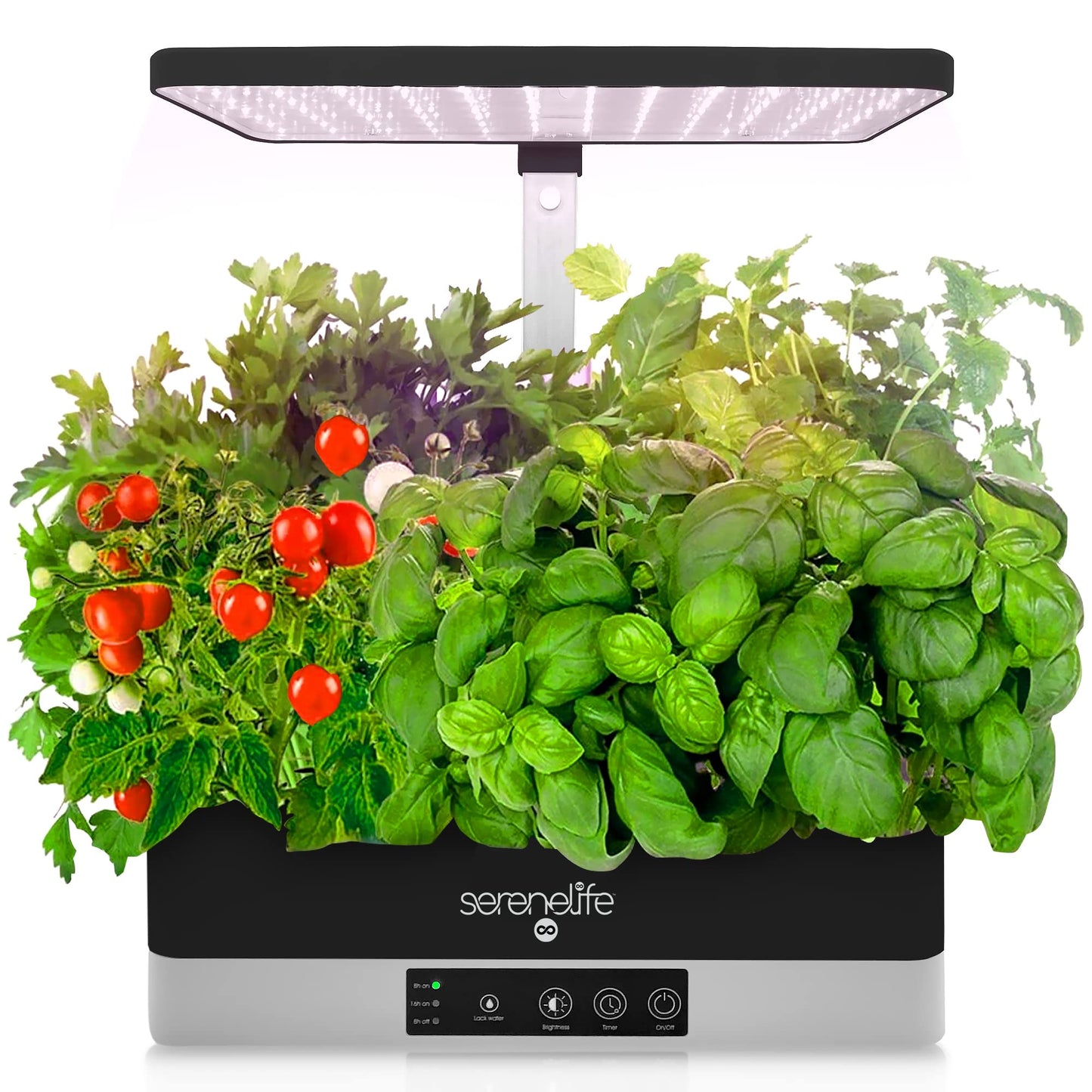 SereneLife Smart Indoor Garden - Hydroponic Herb Garden with 4000K Grow Lights Panel, Control Panel Settings, Water Stick, No Soil, Mess-Free, Height Adjustable, Grows Up to 6 Plants