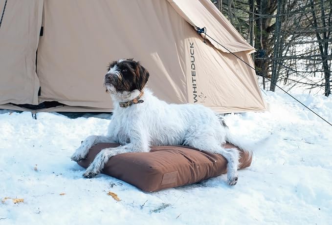 WHITEDUCK Outdoor Dog Bed Heavy-Duty 12oz Canvas, Water-Repellent Cotton, Machine Washable Removable Cover with Full-Length Zipper, Dog Bed for Large Dogs & Crate, Real Tree 41" Lx33 Wx4.3 th (XL)