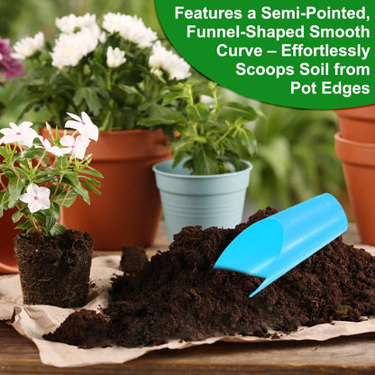 M METERXITY 18-Pack Bonsai Soil Scoops, Plastic Garden Soil Scoops Bucket Shovel Potting Scoopers for Transplanting/Flower Planting/Plant Succulent, Colorful Small Gardening Tools [Blue]