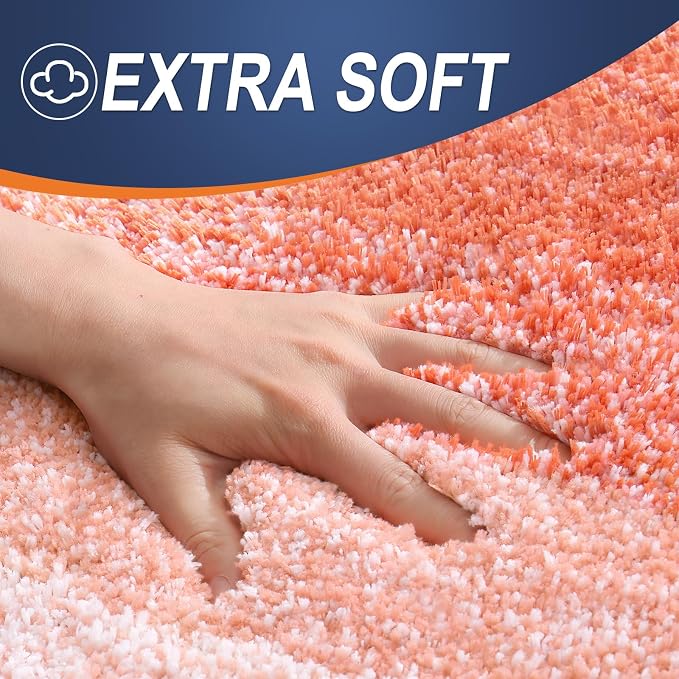 OLANLY Small Bathroom Rugs Mat 24x16, Extra Soft Absorbent Microfiber Bath Rugs, Rubber Backing, Quick Dry, Machine Washable Bath Mats for Bathroom Floor, Tub and Shower, Home Decor Accessories, Coral