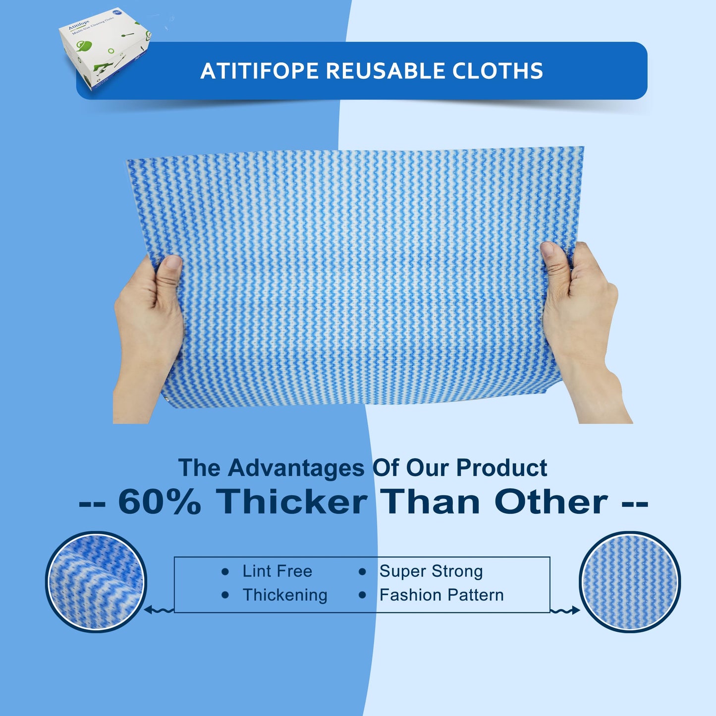 Atitifope Reusable Cleaning Cloths,50 Count,Thickened Heavy Duty Wipes for Kitchen,Bathroom,Car-Multi-Purpose Cleaning Towels