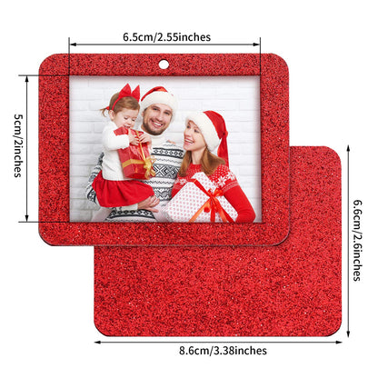 Jetec 36 Pieces Christmas Photo Ornament Frames Mini Felt Glitter Hanging Photo Frame Small Holiday Frames Christmas Tree Decoration for Present Christmas Tree Picture Frames (Red, Green)