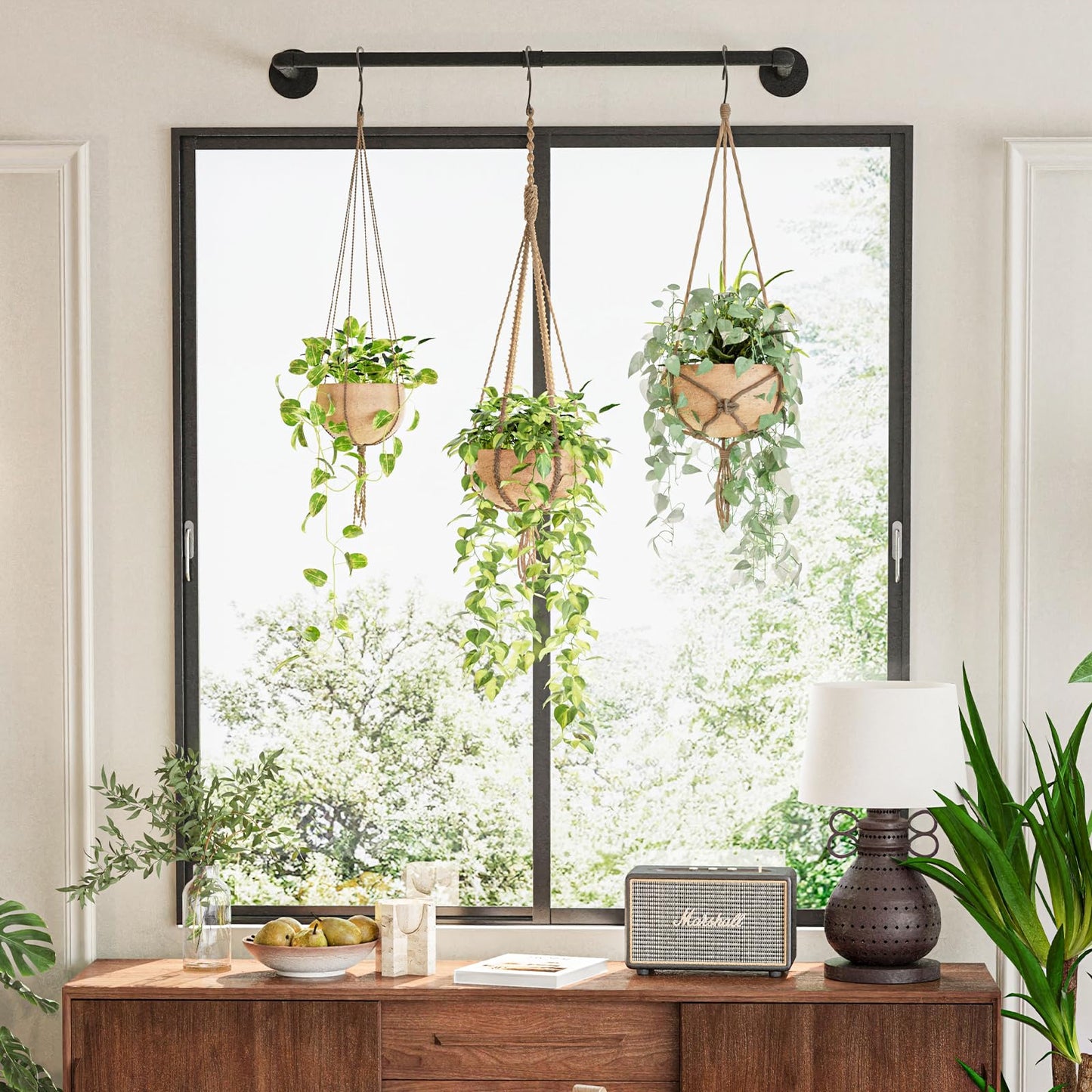 Galood Plant Hanger Indoor Hanging Planters for Indoor Plants Hanging Plant Holder Black Metal Rod(Pot/Chain/Plant not Included