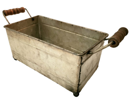 Galvanized Metal Rectangle Container, 11 inches x 4.5 inches x 4.5 inches