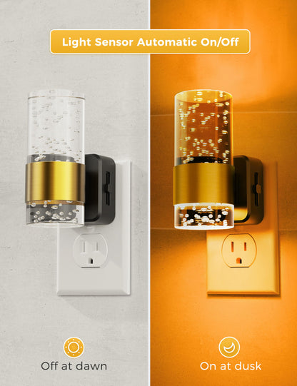Night Light, 1-Pack Modern Night Lights Plug into Wall, Dimmable Amber Night Light with Auto Light Sensor, Wall Sconce-style Design Nightlight for Bathroom,Bedroom,Hallway