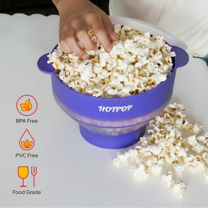 The Orginal HotPop Silicone Popcorn Maker - Microwave Popcorn Popper with Handles - Collapsible Bowl, Heat-Resistant, Easy to Clean, Ideal for Family Movie Nights, 15-Cup Capacity - Red