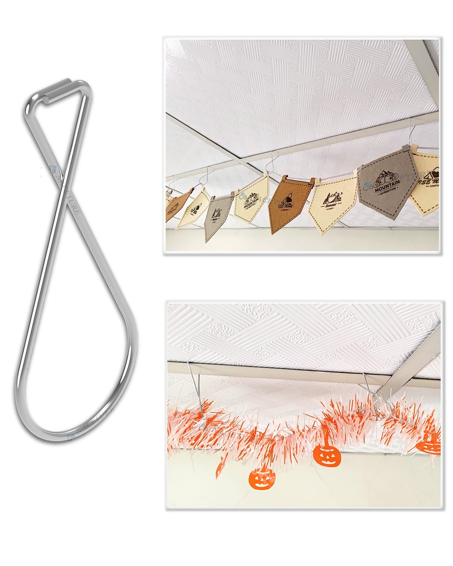 NACETURE Ceiling Hook Clips- 20 Pack Drop Ceiling Hanger Hooks Hanging on Suspended Ceiling Tile, Grid Clips Heavy Duty for Light Plant Office Home Stores Classroom and Wedding Decorations