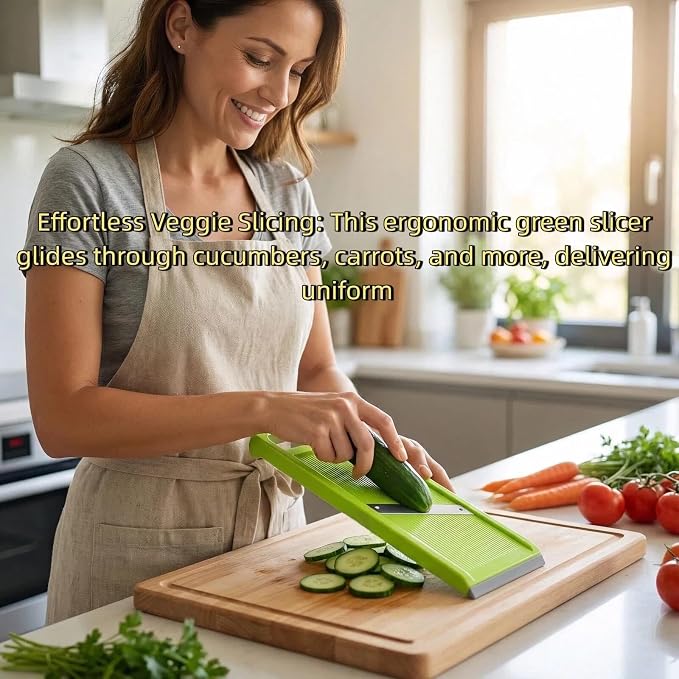 Handheld vegetable Slicer Potato Slicer: Suitable for Potatoes, Carrots, Zucchini, Cucumbers, Onions, Eggplants, Suitable for Making Potato Chips and Using Vegetable French (Green)