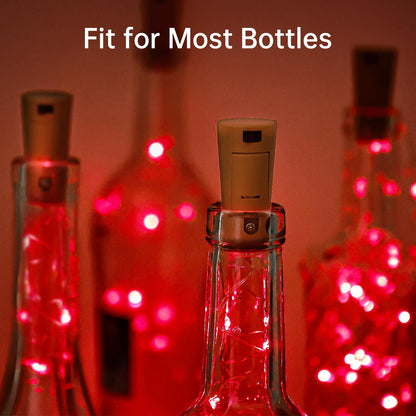Aluan Wine Bottle Lights - 20 LED Cork Lights, Waterproof, Red, 10 Pack, Copper, Model BL00