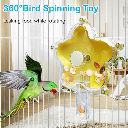 BNOSDM Bird Foraging Toys Cockatiel Foraging Wheel Parrot Cage Spinning Toys Parakeet Enrichment Puzzle Feeder Toy for Budgies Lovebirds Canaries (Transparent)