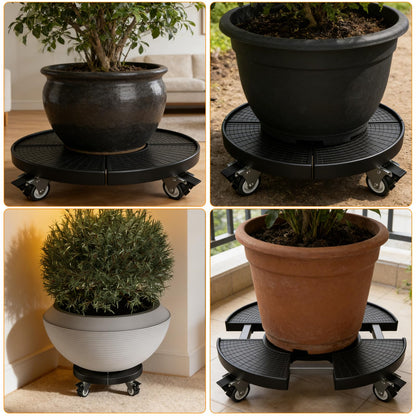KAXIWEI Adjustable Plant Caddy with Wheels, Heavy Duty Rolling Plant Stand 15–22 Inch, Supports up to 440 lbs, Lockable 360° Casters, Stable Plant Dolly for Indoor Outdoor Large Pots, Black