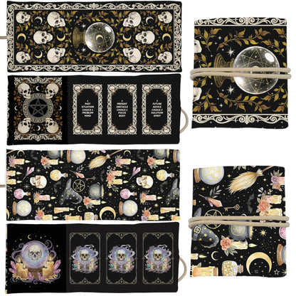 GLOBLELAND 2 Pcs Magic Divination Crystal Ball Tarot Card Holder Skull Polyester Tarot Bag Magic Divination Canvas Jewelry Storage Drawstring Pouches Accessories for Playing Cards and Tarots