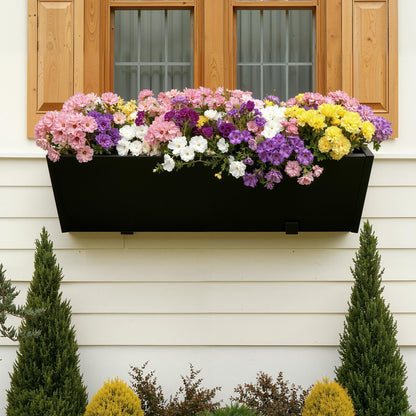 Dogetgd Railing Planter Box Metal Hanging Planter for Outdoor Balcony Heavy-Duty Window Planter Box with Adjustable Brackets