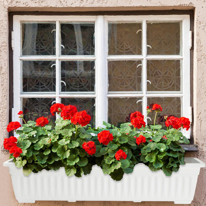 FillTouch 6 Packs 27 Inch Window Flower Box Extra Large Window Sill Herb Garden Long Rectangle Planter Plastic Boxes Outdoor with Drainage Trays for Balcony Windowsill Patio Garden