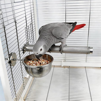 AOTU Anti-Snatch Stainless Steel Parrot Feeding Cups with Locking Buckle - Bird Food & Water Bowls, Essential Bird Cage Accessories for Cockatiel, Conure, Budgie, Macaw Gray Parrot & Small Pets (S)