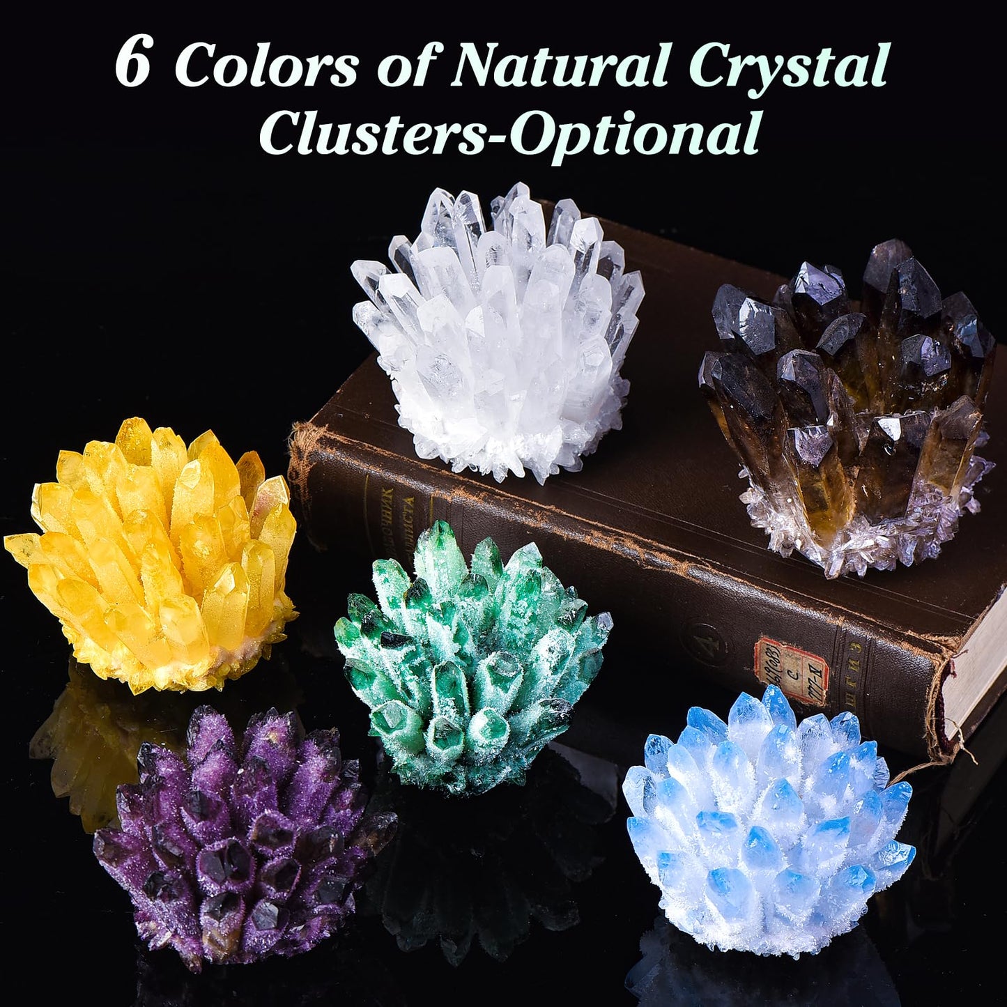 Natural Crystal Cluster Clear Quartz Mineral Crystal Cluster Cluster Healing Ornament Hue Reflection Feng Shui Home Decor (Green)