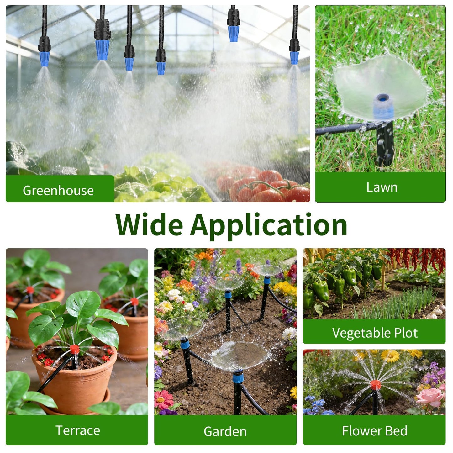 165FT Drip Irrigation System with Timer, Automatic DIY Garden Watering Kit with 1/2" & 1/4" Tubing, Solid Brass Connectors & Adjustable Sprayers for Plants, Garden, Lawn, Greenhouse, Raised Beds