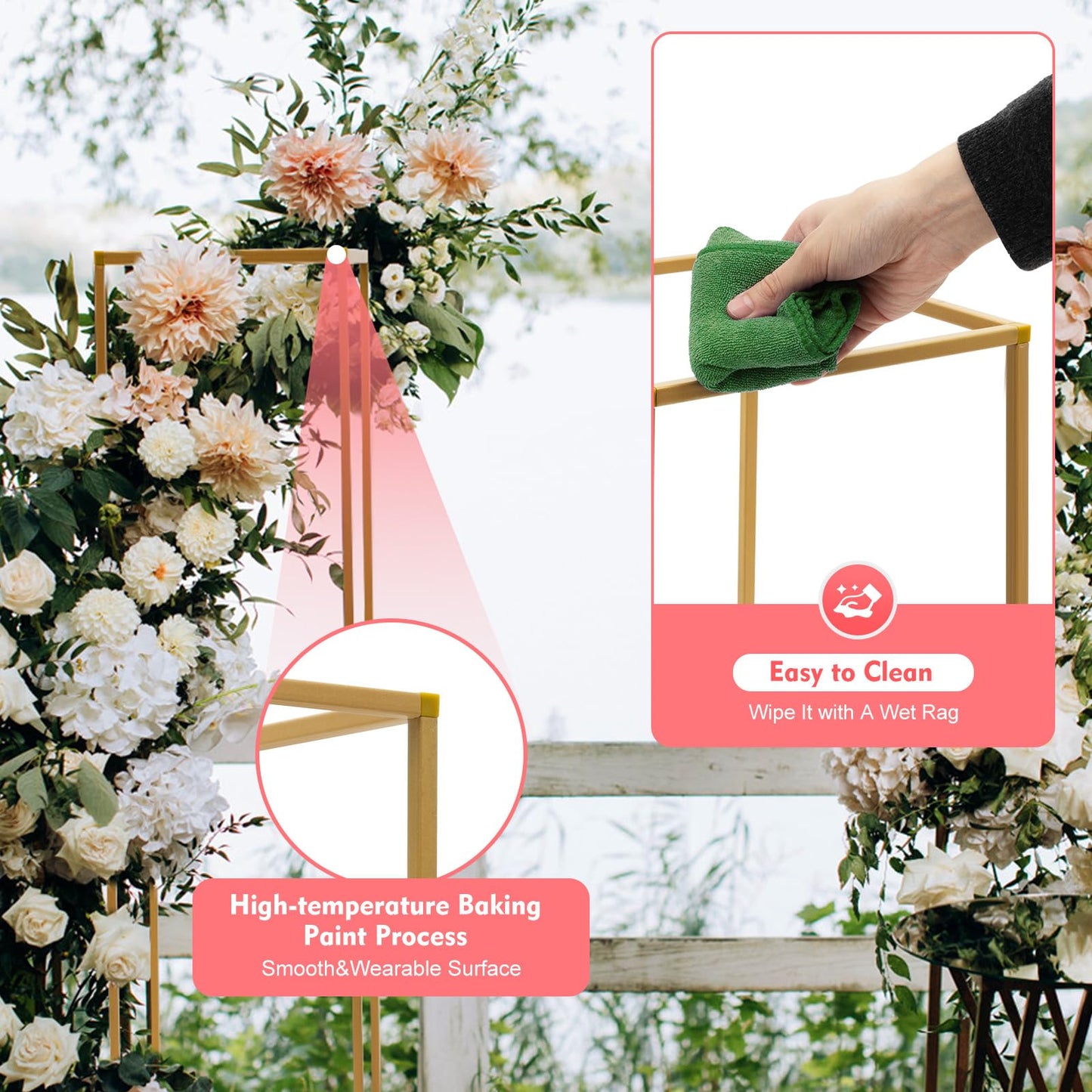 10PCs Wedding Centerpiece Flower Stand,31.49inch Gold Flower Vases,Tall Metal Vase Column Rectangular Flower Display Rack for Home Party Wedding Decoration