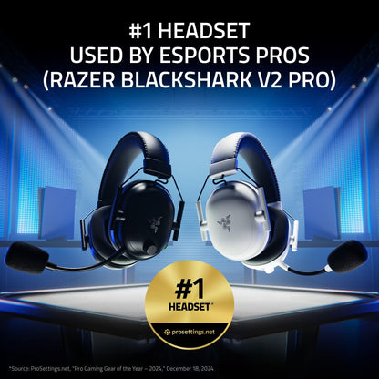 Razer BlackShark V2 Pro Wireless PlayStation Gaming Headset: 50mm Drivers - Super Wideband Mic - Noise Isolating Earcups - For PS5, Nintendo Switch 2, PC, Mac - Bluetooth, USB-C - 70hr Battery - White