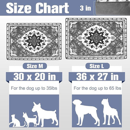 EXPAWLORER Large Dog Bed Small Medium Size Dogs, Waterproof Orthopedic Pet Mattress with Removable Washable Cover Non-Slip Bottom Zipper & Carry Handles, Thick Egg Crate Foam Beds Sofa 36x27x3in Grey