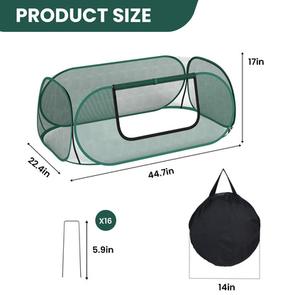 2-Pack Raised Garden Bed Covers, 45" x 22" x 17" Mesh Crop Cage, Pop-Up Plants Cover with 30% Shade Cloth for Seedlings Vegetables Fruits Flowers, Protects Against Birds Animals Pests with 16 Stakes