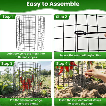 Nexum 45Pcs Plant Protectors from Animals – 16" x 12" Metal Tree Trunk Guards, Garden Plant Cloches & Expandable Plant Cages to Protect from Deer, Rabbits & Lawn