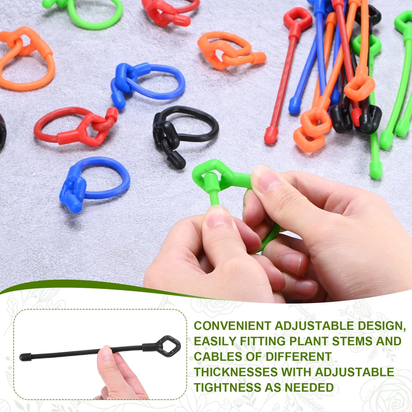 M METERXITY 12-Pack Adjustable Plant Ties, 8inch/20.32cm Silicone Flexible Multi-Function Sturdy Garden Twist Tie for Plant Support/Tree/Shrub/Vine, Reusable Support Twine [Black]