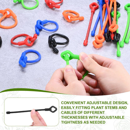 M METERXITY 12-Pack Adjustable Plant Ties, 8inch/20.32cm Silicone Flexible Multi-Function Sturdy Garden Twist Tie for Plant Support/Tree/Shrub/Vine, Reusable Support Twine [Black]