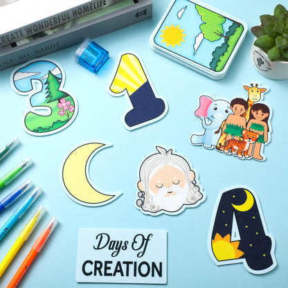Peryiter Creation Story Felt Board Days of Creation 23 Precut Flannel Felt Bible Storyboard Sets for Preschool Kindergarten Toddlers Kids