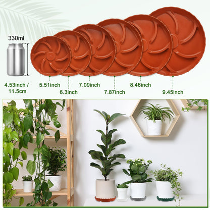 M METERXITY 4-Pack Plant Saucer, 8.3 Inch/21 cm Plastic Plant Trays Thicker for Pots/Indoor/Outdoor/Water Drainage and Protection, Flowerpot Drip Tray [Red]