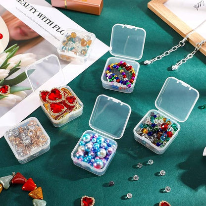 Jetec 6 Pieces Mini Plastic Clear Beads Storage Containers Box for Collecting Small Items, Beads, Jewelry, Business Cards, Game Pieces, Crafts (2.9 x 2.9 x 1 Inch)