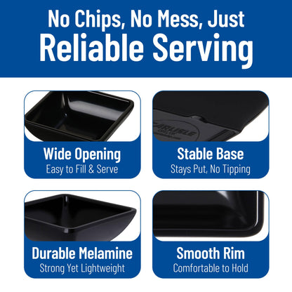 Carlisle FoodService Products 086003 Melamine Single Square Ramekin, 2 oz Capacity, 1-1/2" Length x 1-3/16" Width x 1" Height, Black (Case of 48)