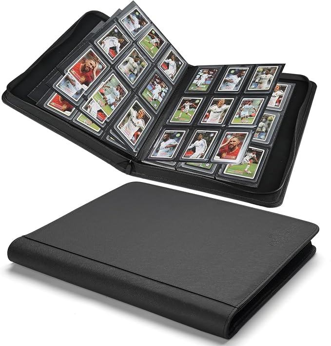 Toploader Binder,Toploader Hard Cases, 9-Pocket Pages Sleeves Hold up 288 Cards.Toploader Card Binder with Sleeves for “3×4” rigid，Card Holder(black)