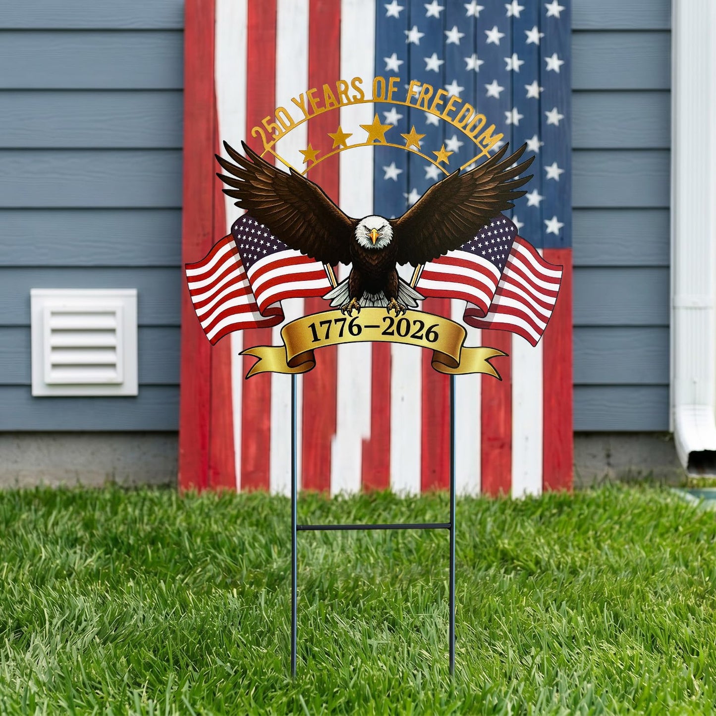 4th of July Decorations Outdoor,25.4" 250th Anniversary Patriotic Eagle Metal Decorative Garden Stakes for Memorial Day Independence Day USA Garden Decor, Red White Blue Americana Welcome Yard Signs