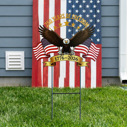 4th of July Decorations Outdoor,25.4" 250th Anniversary Patriotic Eagle Metal Decorative Garden Stakes for Memorial Day Independence Day USA Garden Decor, Red White Blue Americana Welcome Yard Signs
