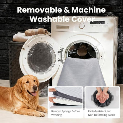 OhGeni Orthopedic Cooling Dog Bed for Large Dogs, Cooling Mat with Machine-Washable Removable Cover in Easy-Clean Fabric, High Density Foam & Easy-Carry Handle, Summer Pad, 44 inch (Gray)