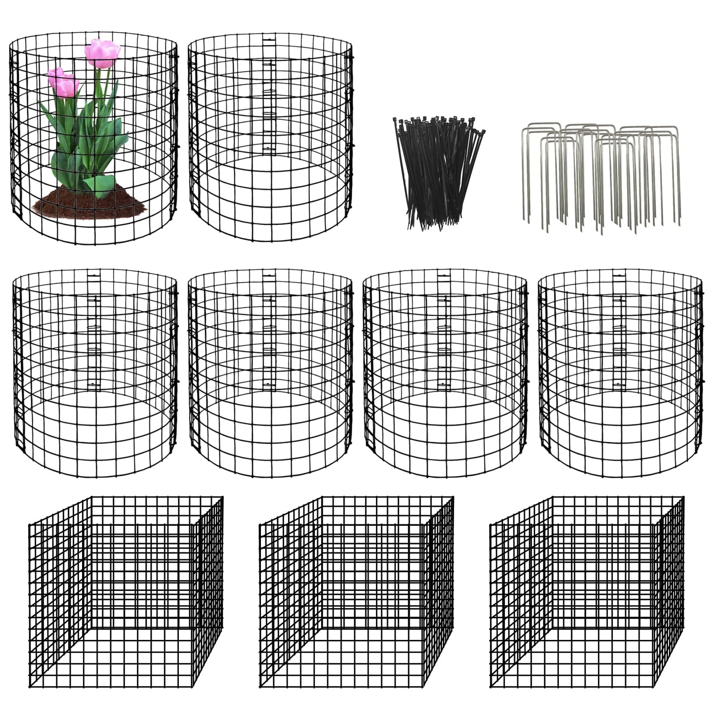 10 Pack Round Plant Protector from Animals, 30 Pcs 12 x 12 Metal Mesh to Keep Animals Out Wire Plant Protectors for Rabbits Chicken Duck Bunny Barricades for Garden Vegetable Flowers Protection