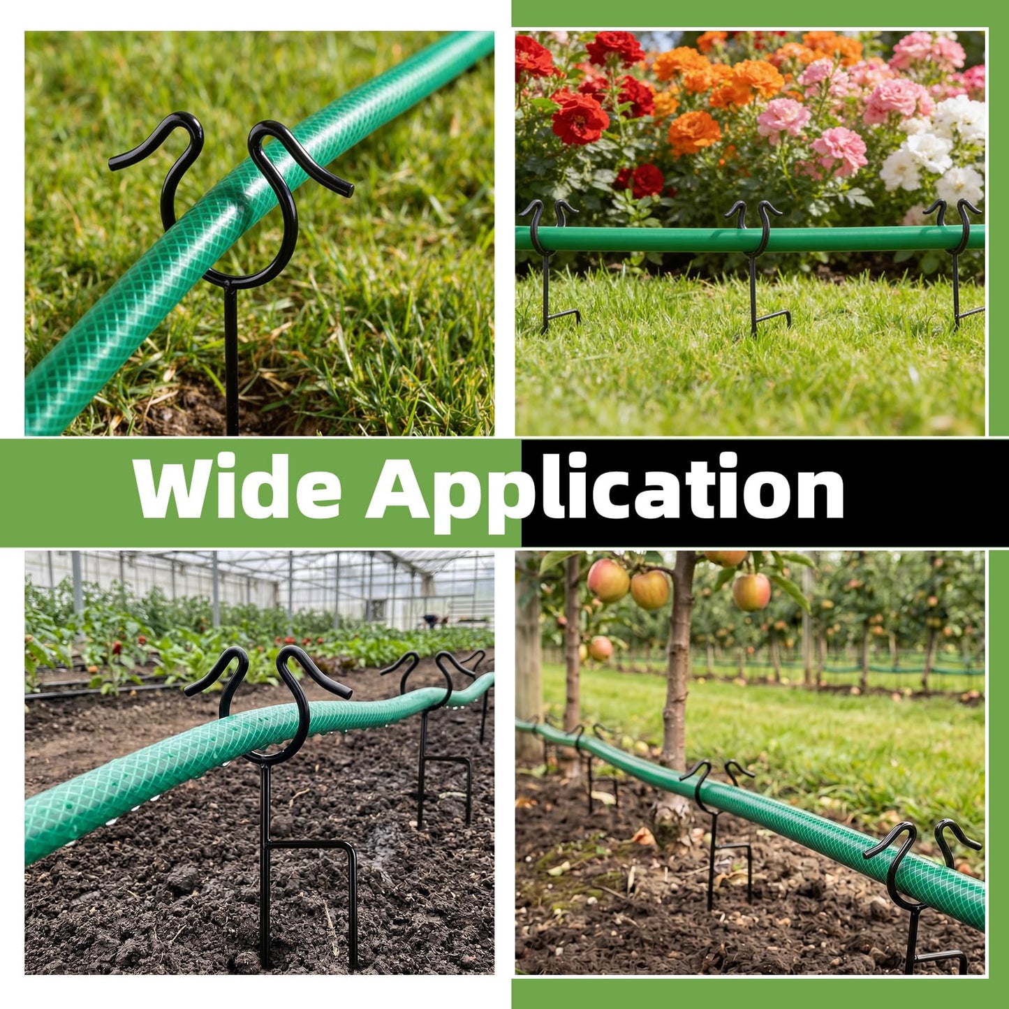 U0U 5 Pack Garden Hose Guide Spike,14Inch Metal Hose Guides for Garden,Heavy Duty Hose Guide Stakes for Keeps Garden Hose Out of Flower Beds and Plant Protection (5, Black)