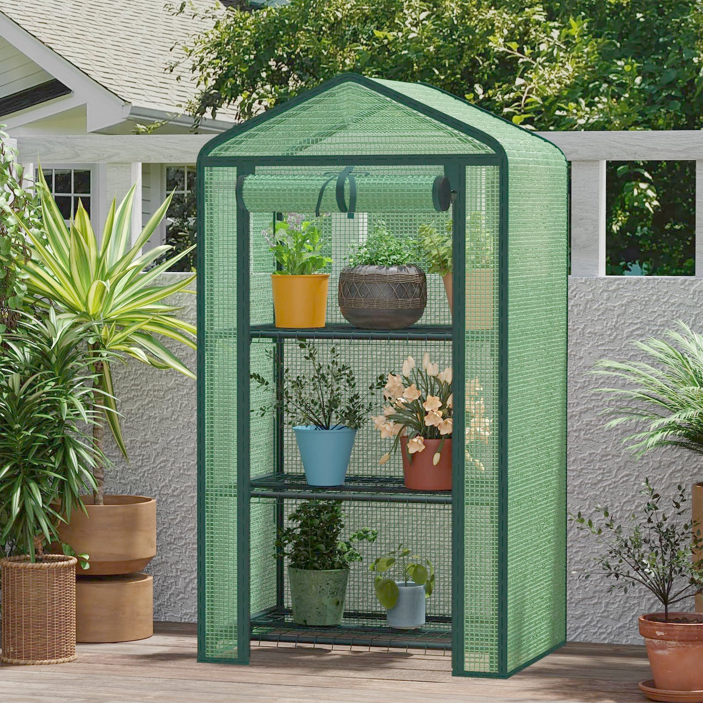 TianC beauty Greenhouse for Indoor Outdoor, Small Plastic Plant Green House 3-Tier Rack Stand Portable Greenhouses with Durable PE Cover for Seedling