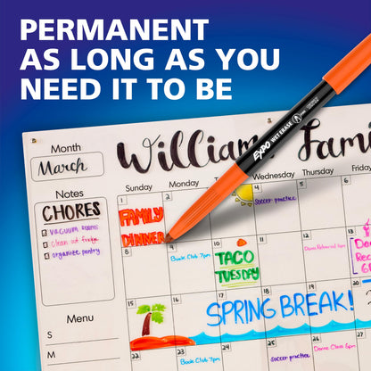 EXPO Wet Erase Markers, Semi-Permanent, Fine and Ultra-Fine Tips, 36 Count - For Writing on Glass, Whiteboards, Mirrors, Calendar, Labeling, Organizing