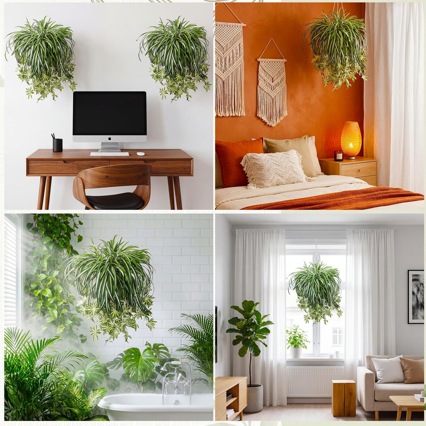 Hotop 12 Pcs Artificial Spider Plant 24 Inch Large Fake Hanging Greenery Plants Silk Faux Chlorophytum Comosum Artificial Flowers for Indoor Outdoor Wall Home Garden Backyard Office Wedding Decor