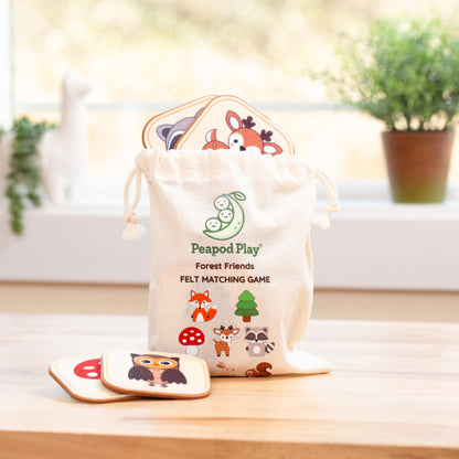 Felt Matching Game for Ages 2–4 – Soft and Safe for Ages 1+ – Montessori Memory Game – Sensory Flash Cards – Best Educational Gift for Ages 1–3 - Woodland Animal Theme