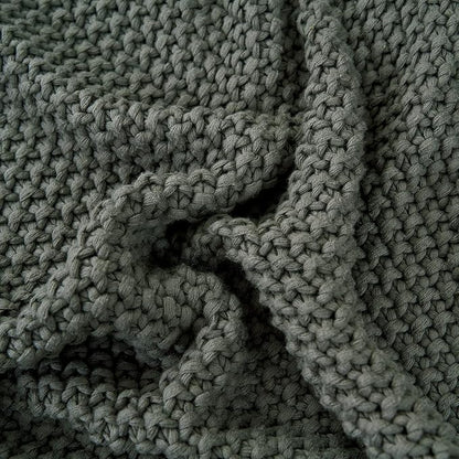 Longhui bedding Chunky Cable Knit Throw Blanket Lightweight Grey 100% Organic Cotton Blanket for Sofa Couch Bed Baby Nursery, Rustic Shabby Chic Modern Farmhouse, Gray 51” x 63” Give Laundering Bag