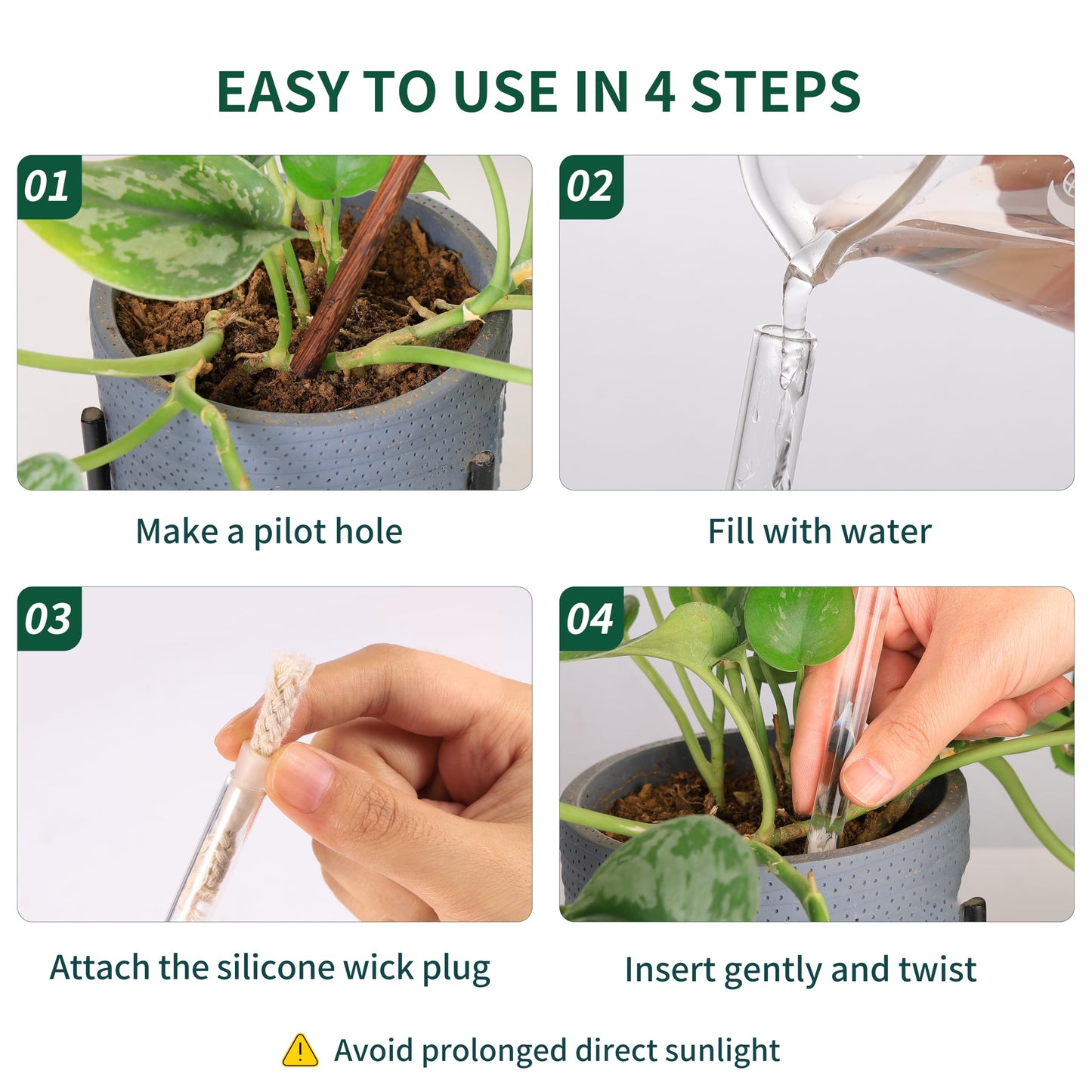 Soilagua 13 oz Extra Large Wick-Controlled Plant Watering Globes, Self Watering Globes for Everyday and Vacation Use, Iridescent Glass Water Bulbs, Automatic Plant Waterer, 4 Pack