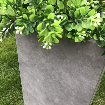 28" H Square Natural Concrete/Fiberglass Indoor Outdoor Modern Seamless Tall Planter