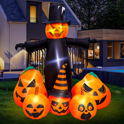 Max Fun 7FT Halloween Inflatables Pumpkin Decorations with LED Build-in Halloween Yard Decoration Blow Up Inflatables for Outdoor Indoor Garden Lawn (7Ft-Halloween Pumpkin)
