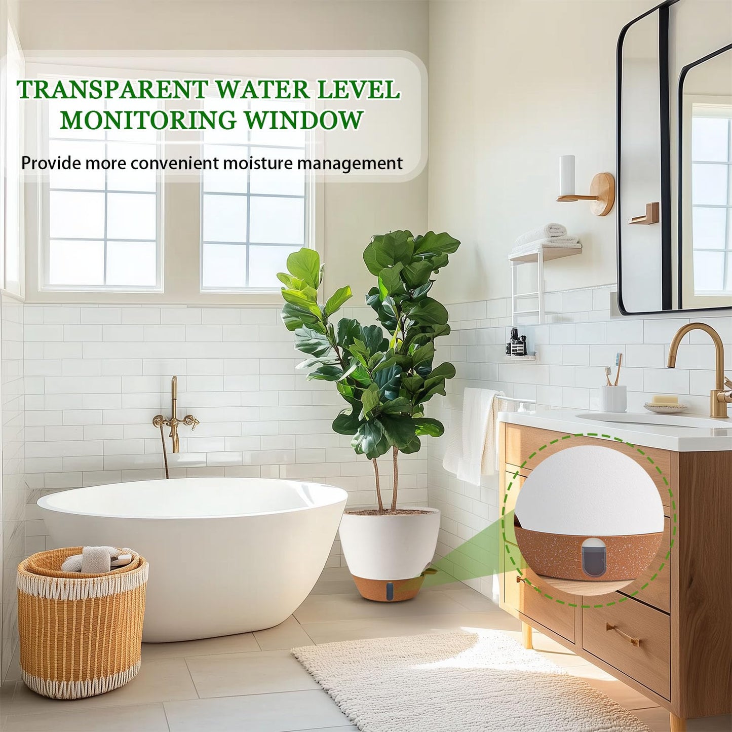 Fielda Self Watering Pots for Inoor Ourdoor Plants 8/7/6.5/6/5 Inch and 8/10/12 Inch Plant Pots for Indoor/Outdoor Plants, Plastic Planters Modern Flower Pots