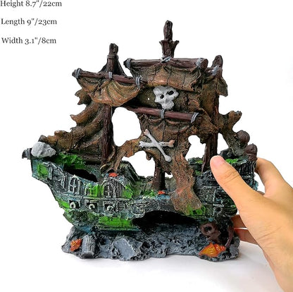 M2cbridge Antique Roman Column Ruins European Castle Aquarium Decorations Fish Tank Hideout Rocks (Pirate Shipwreck)