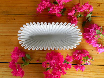 CRAFTFOBIA Handcrafted Decorative Marble Scallop Bowl - White Decorative Ruffle Bowl Centerpiece - Perfect for Flowers, Fruit, Keys, Rings